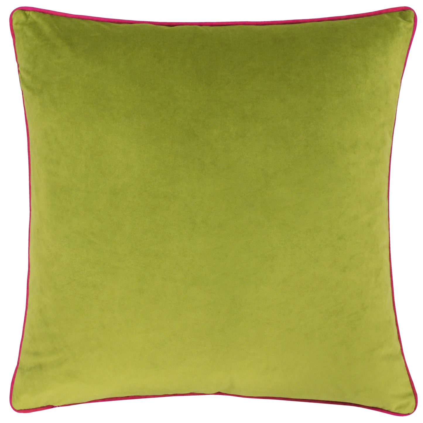 Small Piped Velvet Cushion –  Lime with Hot Pink Trim