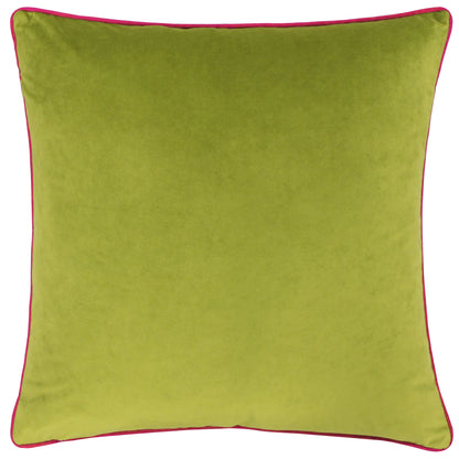 Small Piped Velvet Cushion –  Lime with Hot Pink Trim
