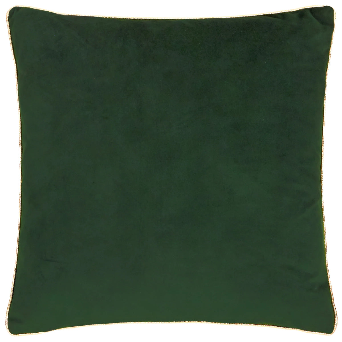 Merry Christmas Gold Piped Velvet Cushion - Ecru/Dark Green