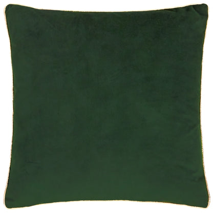 Merry Christmas Gold Piped Velvet Cushion - Ecru/Dark Green