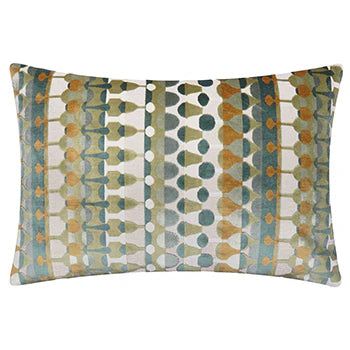 Green Metro Abstract Velvet Jacquard Rectangular Cushion