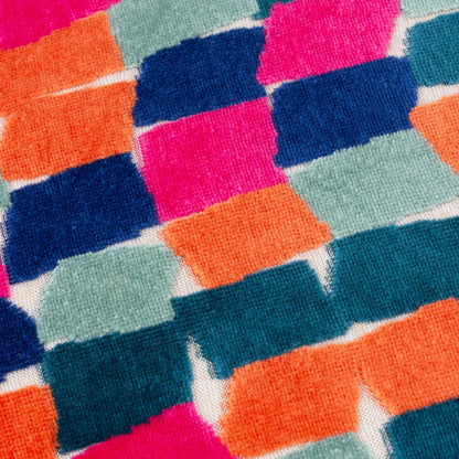 Pink Metro Blocks Velvet Jacquard Cushion