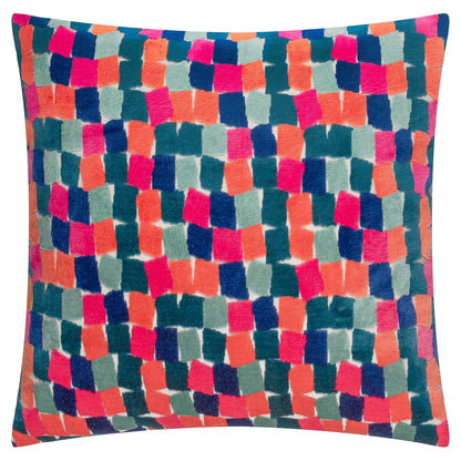 Pink Metro Blocks Velvet Jacquard Cushion