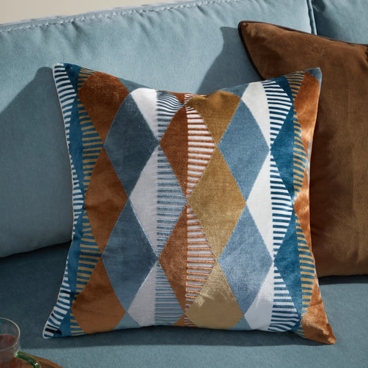 Ginger Metro Harlequin Velvet Cushion