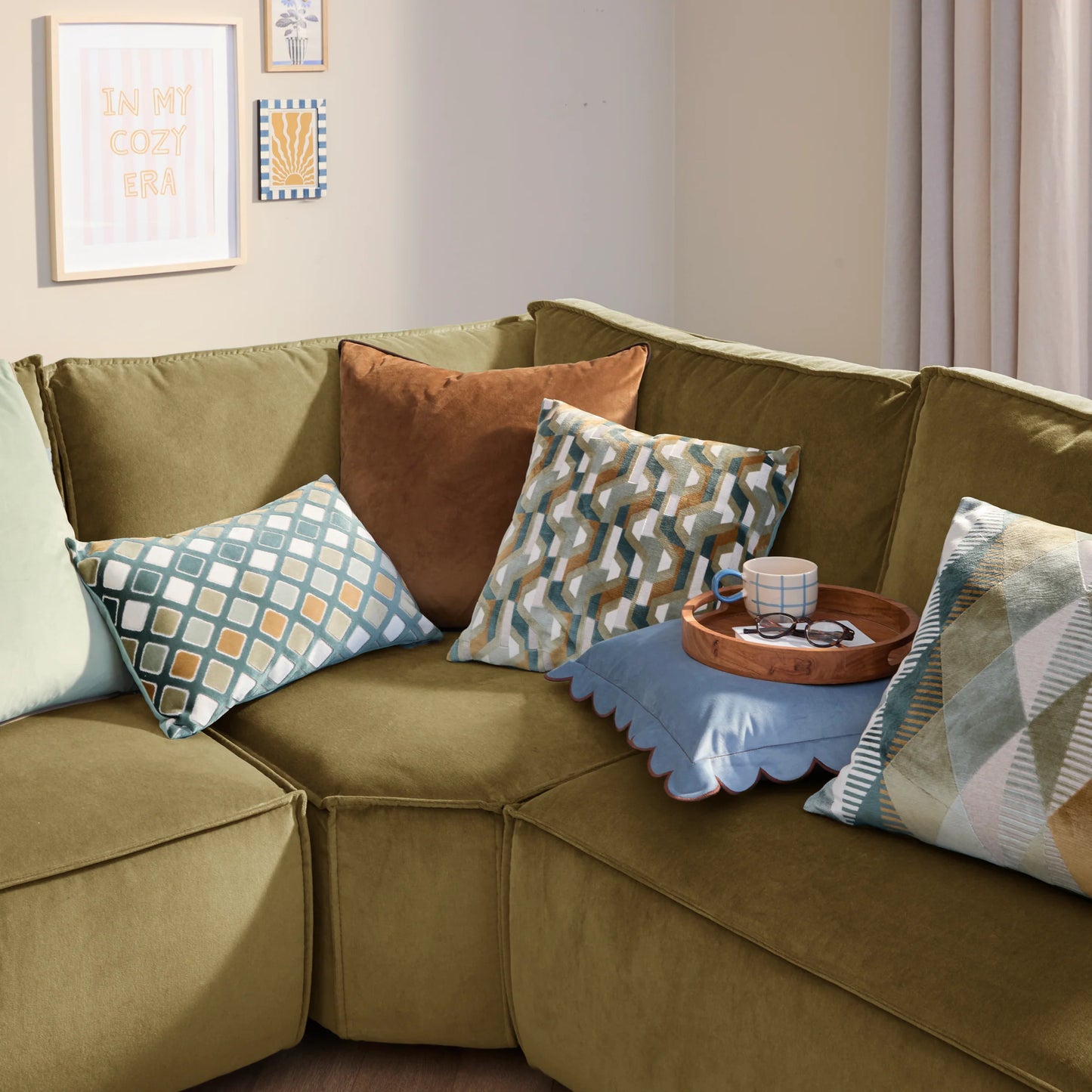 Green Metro Harlequin Velvet Cushion