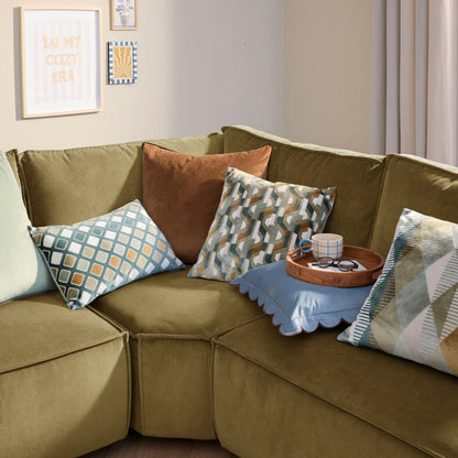 Green Metro Harlequin Velvet Cushion