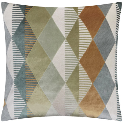 Green Metro Harlequin Velvet Cushion