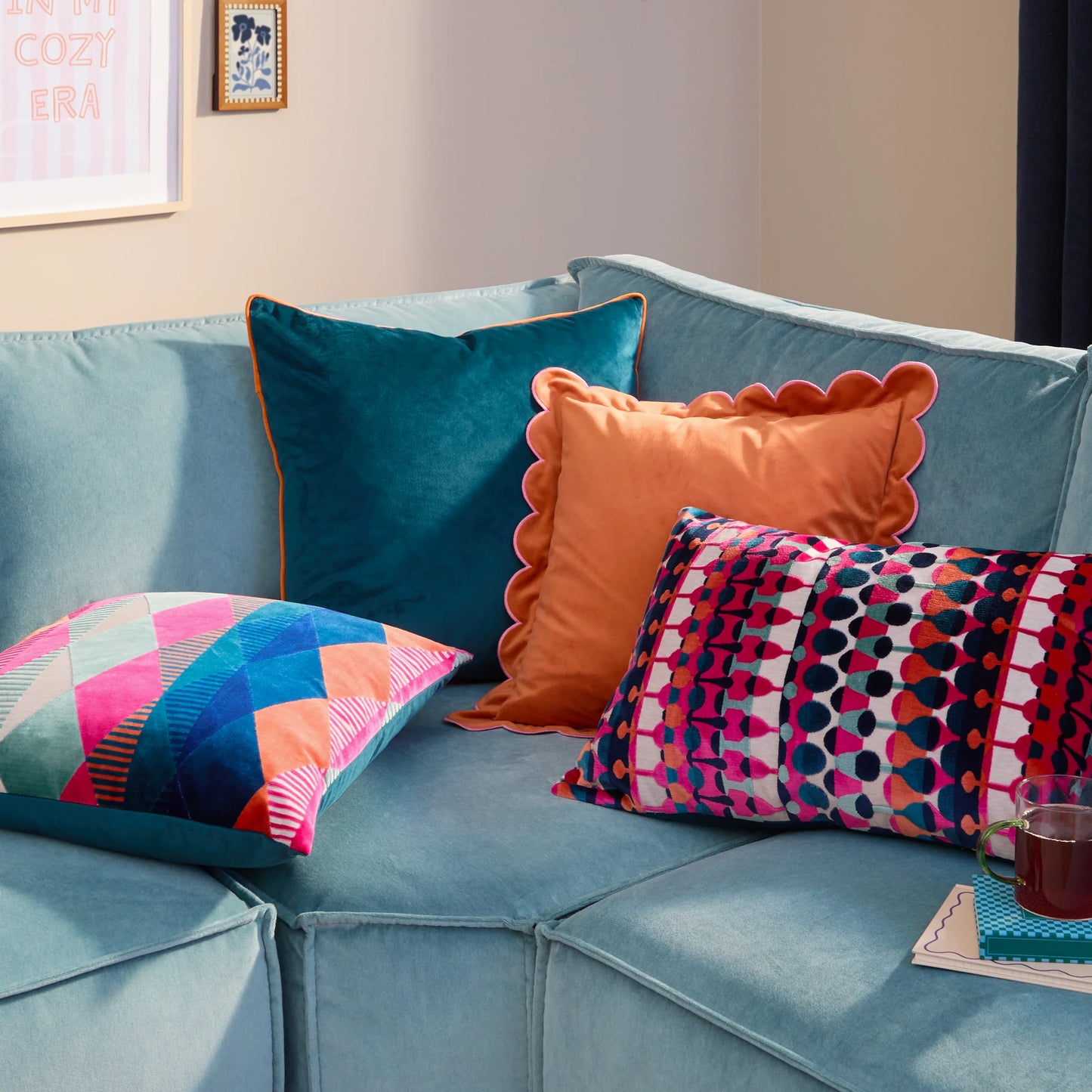 Pink Metro Harlequin Velvet Cushion