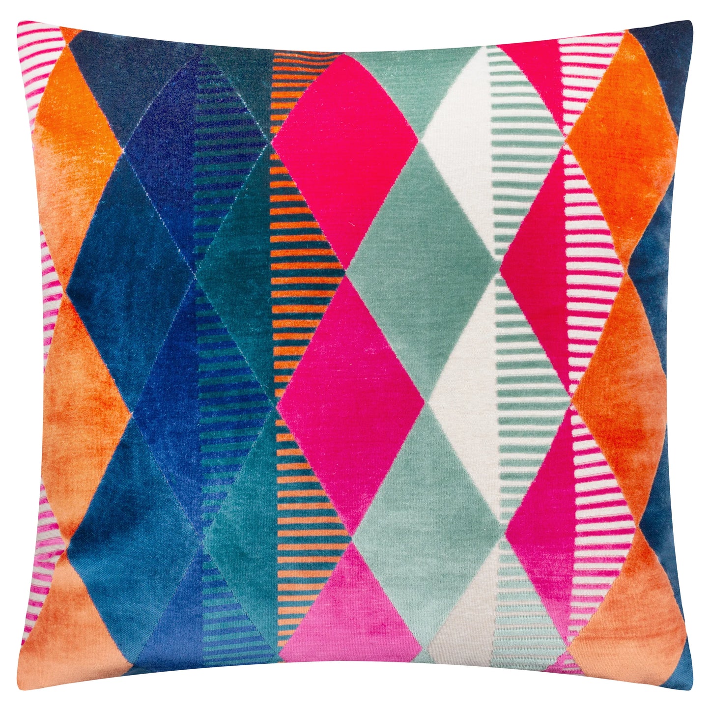 Pink Metro Harlequin Velvet Cushion