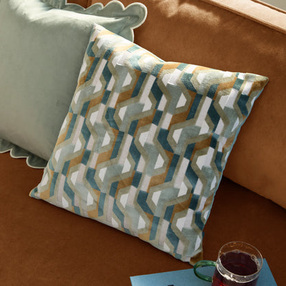 Green Metro Prism Velvet Cushion