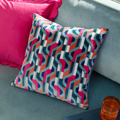 Pink Metro Prism Velvet Cushion