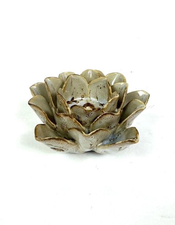 Mottled Cream Floral Ceramic Tealight Holder