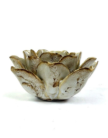 Mottled Cream Floral Ceramic Tealight Holder
