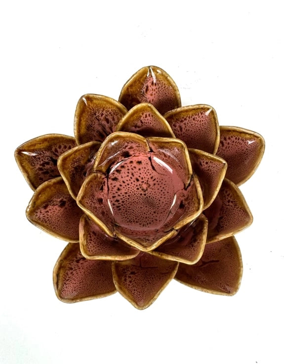 Mottled Pink Floral Ceramic Tealight Holder