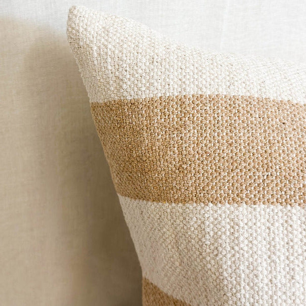 Natural & Cream Stripe Luxe Cotton Cushion