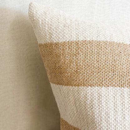 Natural & Cream Stripe Luxe Cotton Cushion