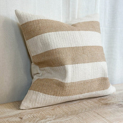 Natural & Cream Stripe Luxe Cotton Cushion