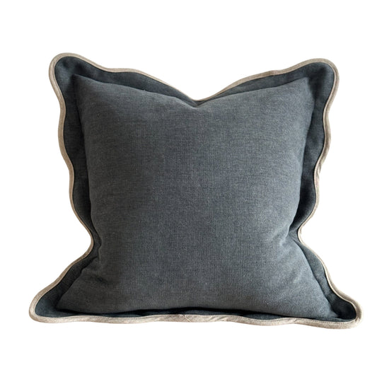 Navy Scalloped Edge Cushion