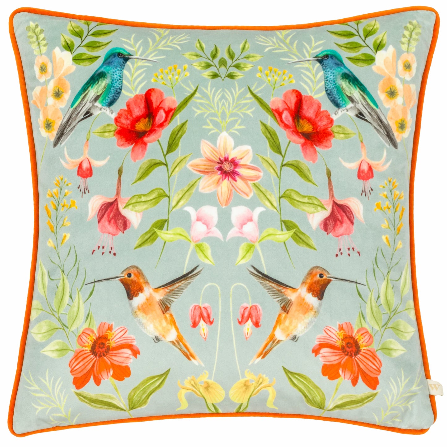Nectar Garden Blossom Piped Velvet Cushion - Multicolour