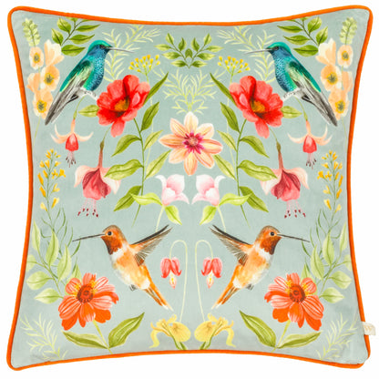Nectar Garden Blossom Piped Velvet Cushion - Multicolour
