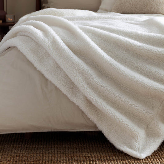 Shearling Fleece Throw Ecru