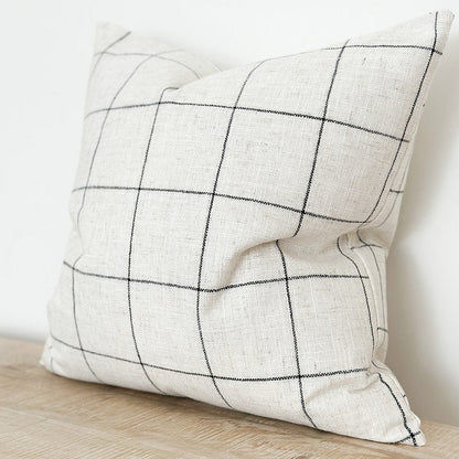 Oatmeal & Black Grid Linen Blend Cushion