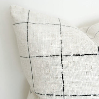 Oatmeal & Black Grid Linen Blend Cushion