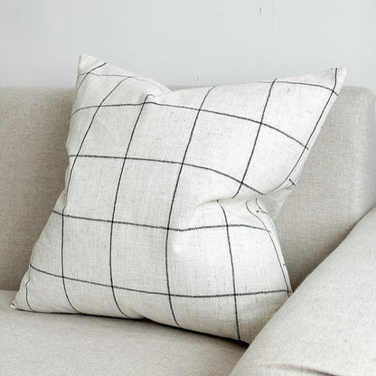 Oatmeal & Black Grid Linen Blend Cushion