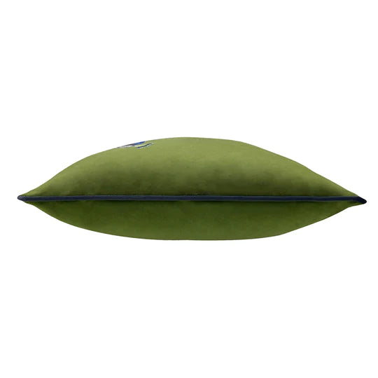 Olive Velvet Peacock Cushion