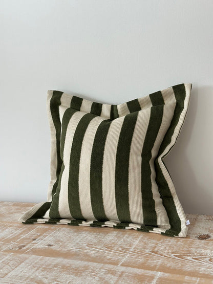 Orla Olive Green Stripe Cushion