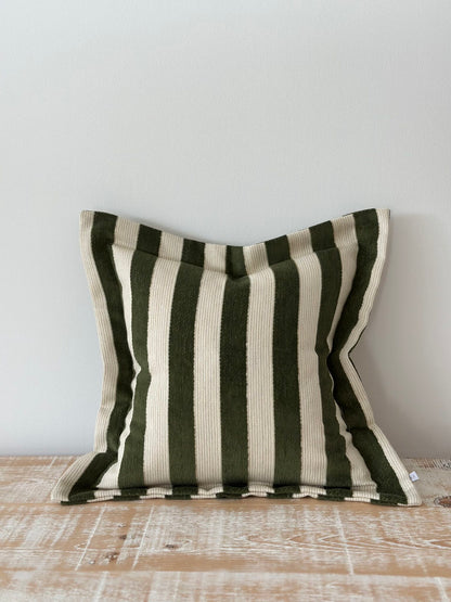 Orla Olive Green Stripe Cushion