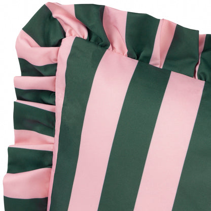 Palm Royale Stripe Ruffle Printed Outdoor Cushion - Pink/Green