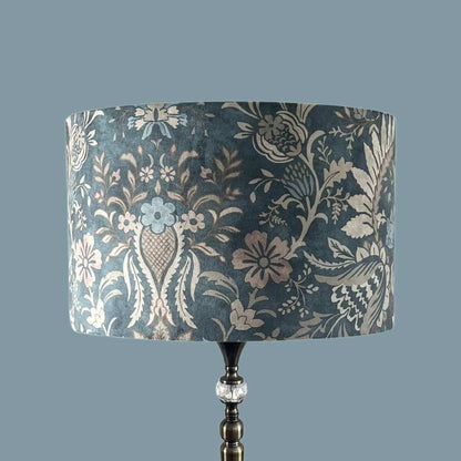 40cm Luxury Art Nouveau Inspired Blue Velvet Drum Lampshade