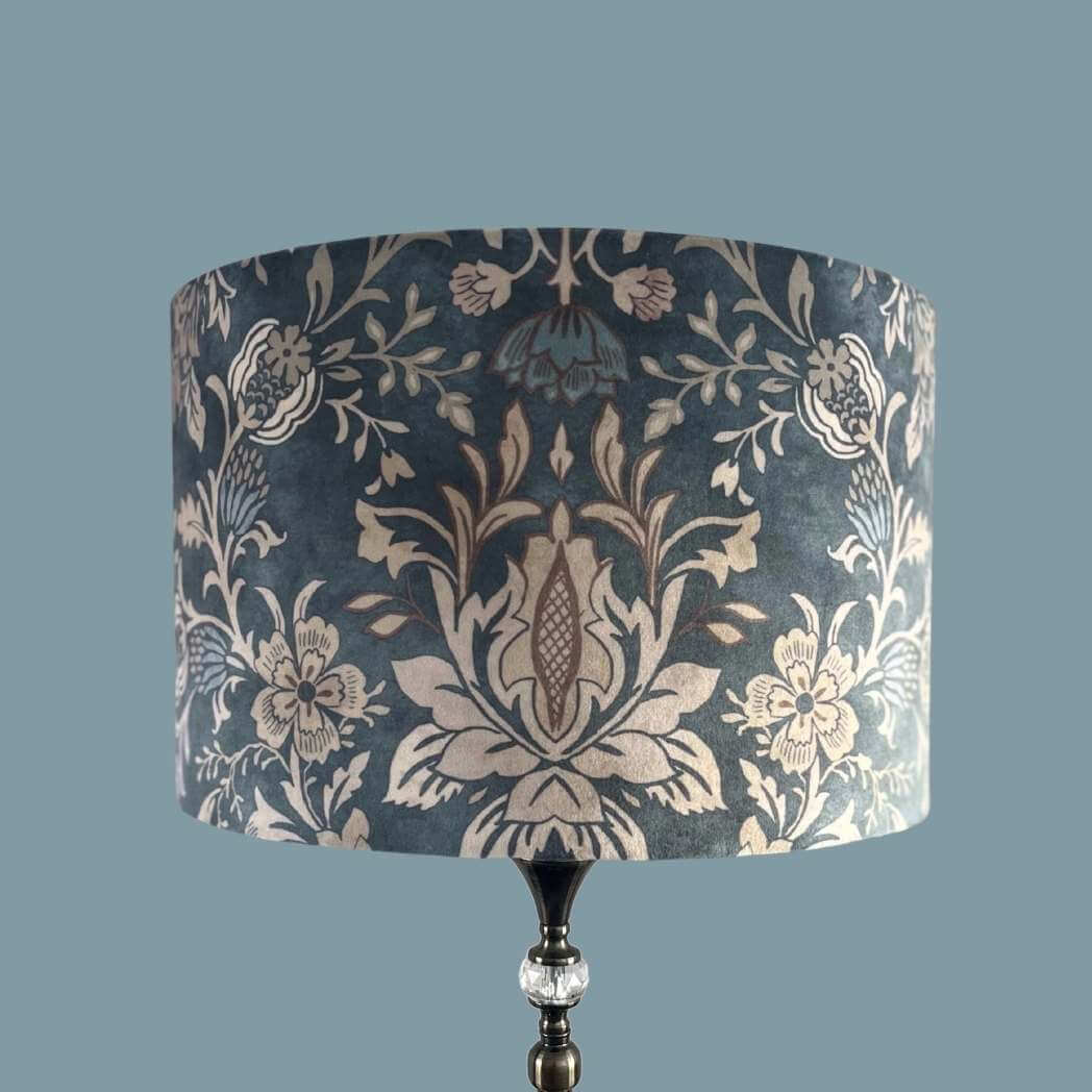 40cm Luxury Art Nouveau Inspired Blue Velvet Drum Lampshade