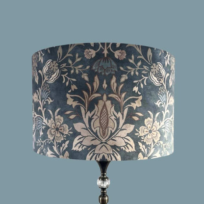 40cm Luxury Art Nouveau Inspired Blue Velvet Drum Lampshade