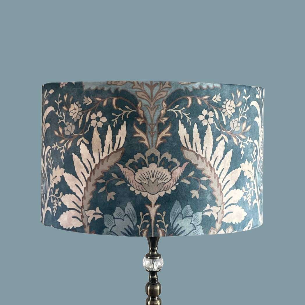 40cm Luxury Art Nouveau Inspired Blue Velvet Drum Lampshade