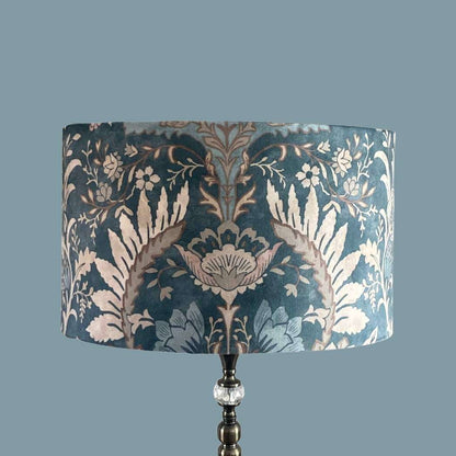 40cm Luxury Art Nouveau Inspired Blue Velvet Drum Lampshade