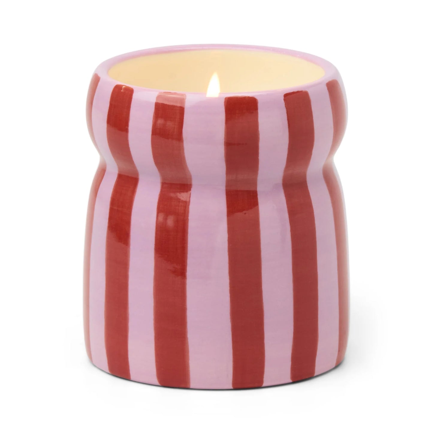 Cabana Red & Pink Striped Ceramic Candle Pink Peppermint