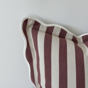 Plum Stripe Scalloped Edge Cushion