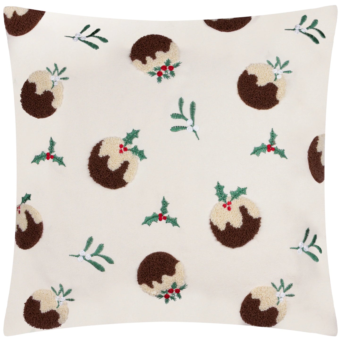 Christmas Puddings Tufted Velvet Cushion