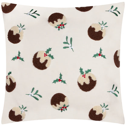 Christmas Puddings Tufted Velvet Cushion