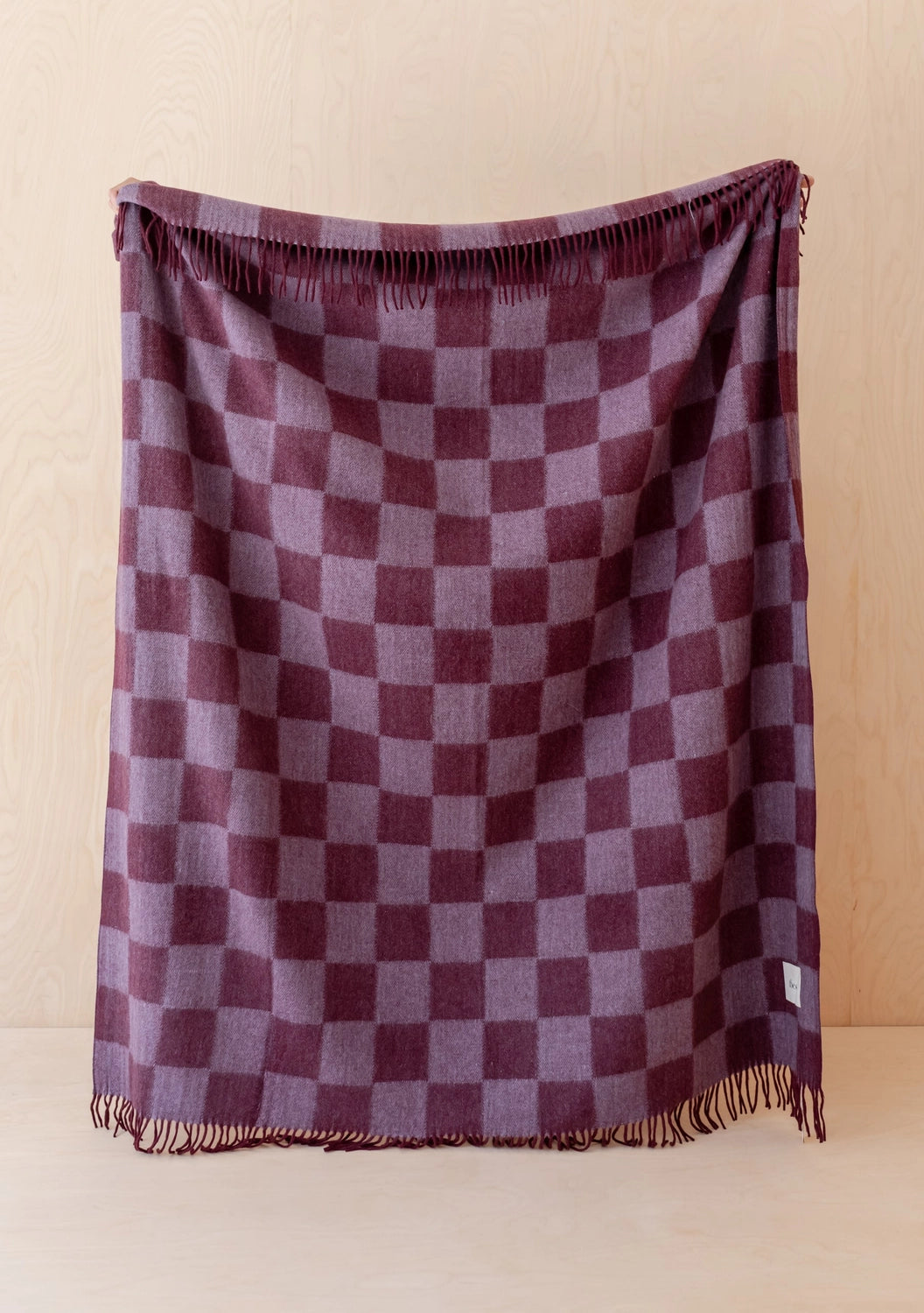 TBCo Recycled Wool Blanket in Burgundy & Blue Checkerboard
