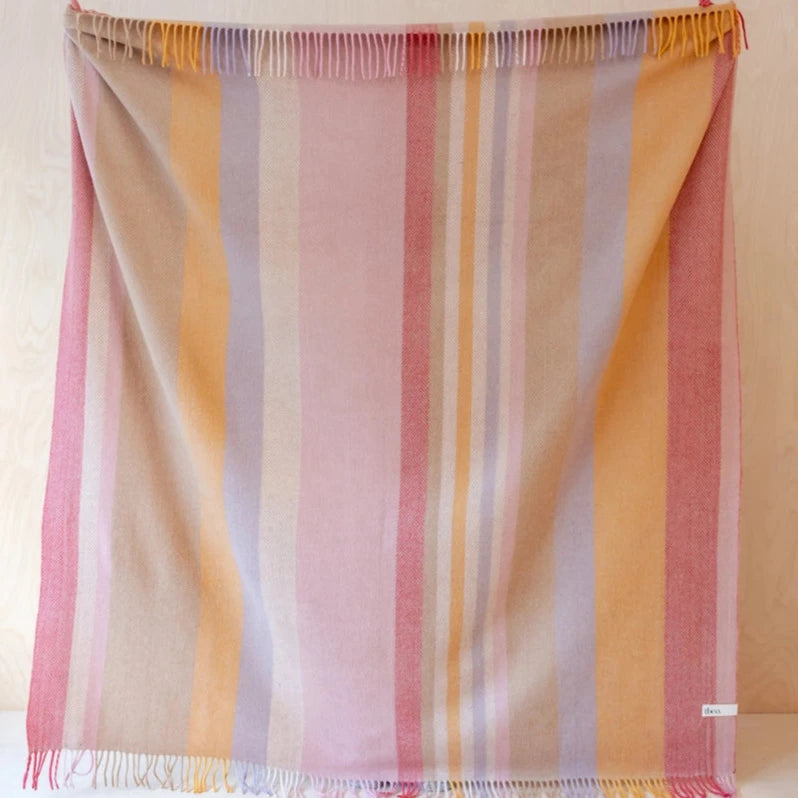 TBCo Recycled Wool Blanket in Coral Stripe