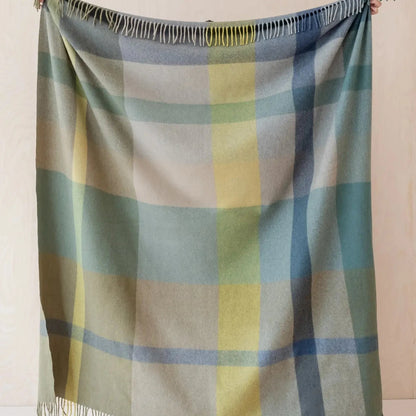 TBCo Recycled Wool Blanket in Green Oversized Patchwork Check