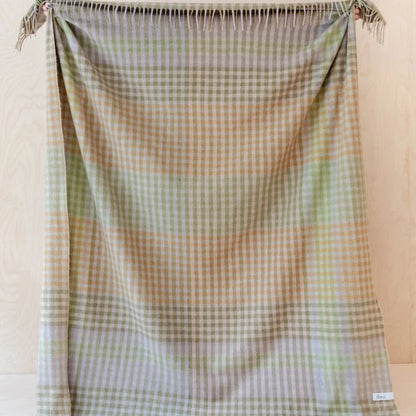 TBCo Recycled Wool Blanket in Lilac Grid Micro Gingham