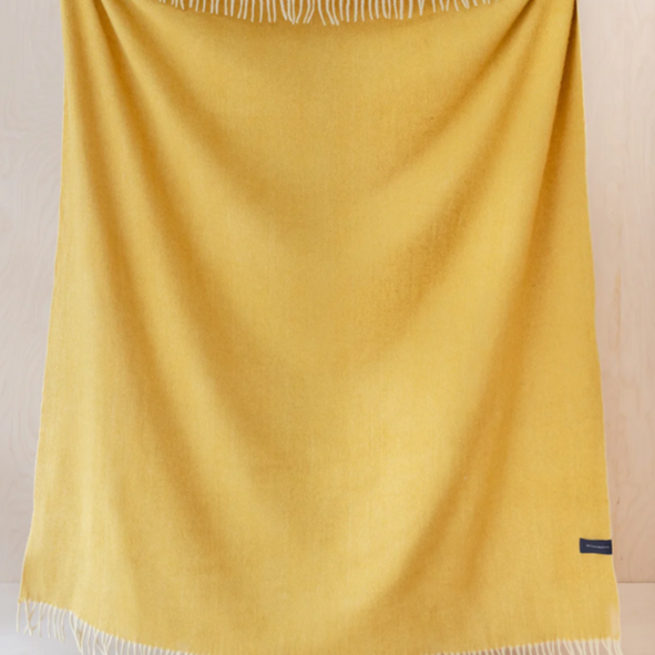 TBCo Recycled Wool Blanket in Mustard Herringbone