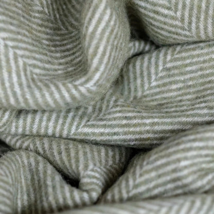 TBCo Recycled Wool Blanket in Olive Herringbone