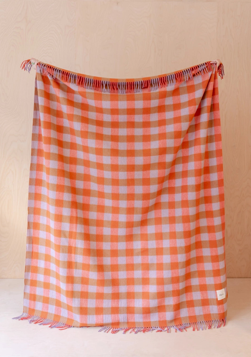 TBCo Recycled Wool Blanket in Orange Gingham