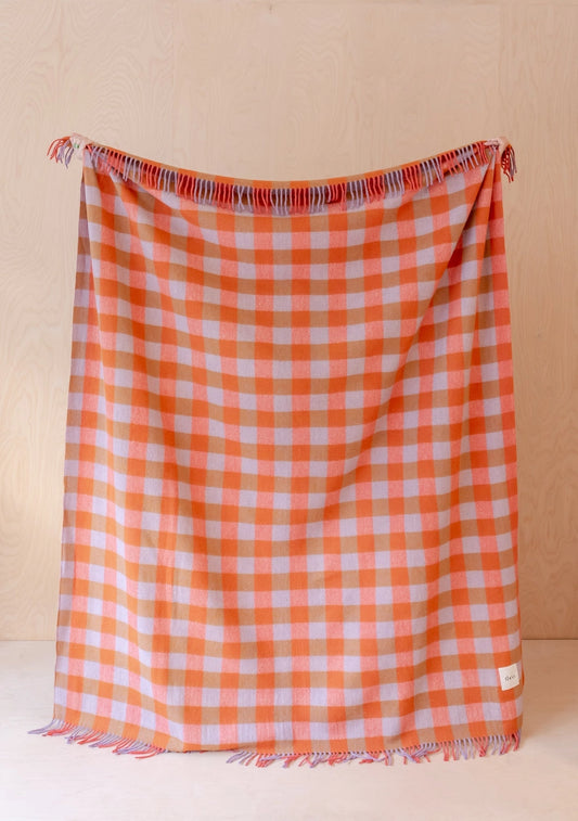 TBCo Recycled Wool Blanket in Orange Gingham