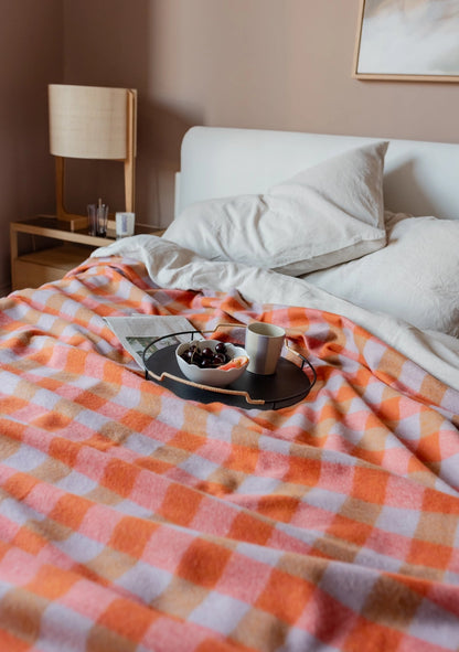 TBCo Recycled Wool Blanket in Orange Gingham